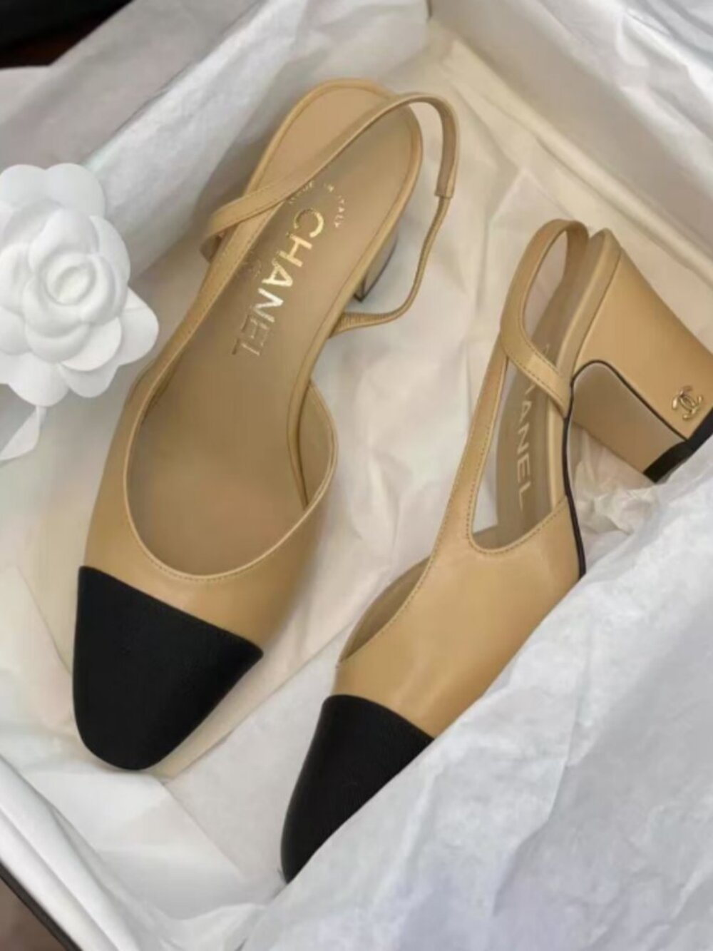 Chanel Two-Tone Slingback Pumps